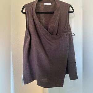 Bryn Walker Koryo Rustic Brown wrap linen Top